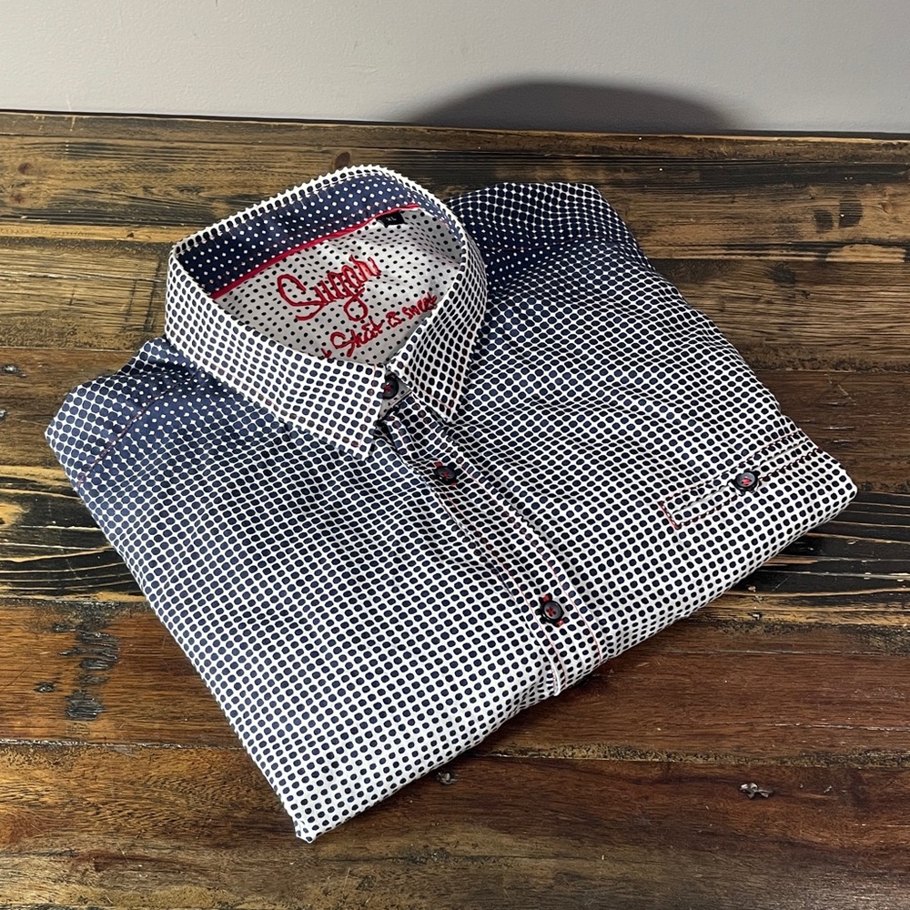 Unique Sugar brand men’s shirt in size XL - unique graduating pattern navy/white
